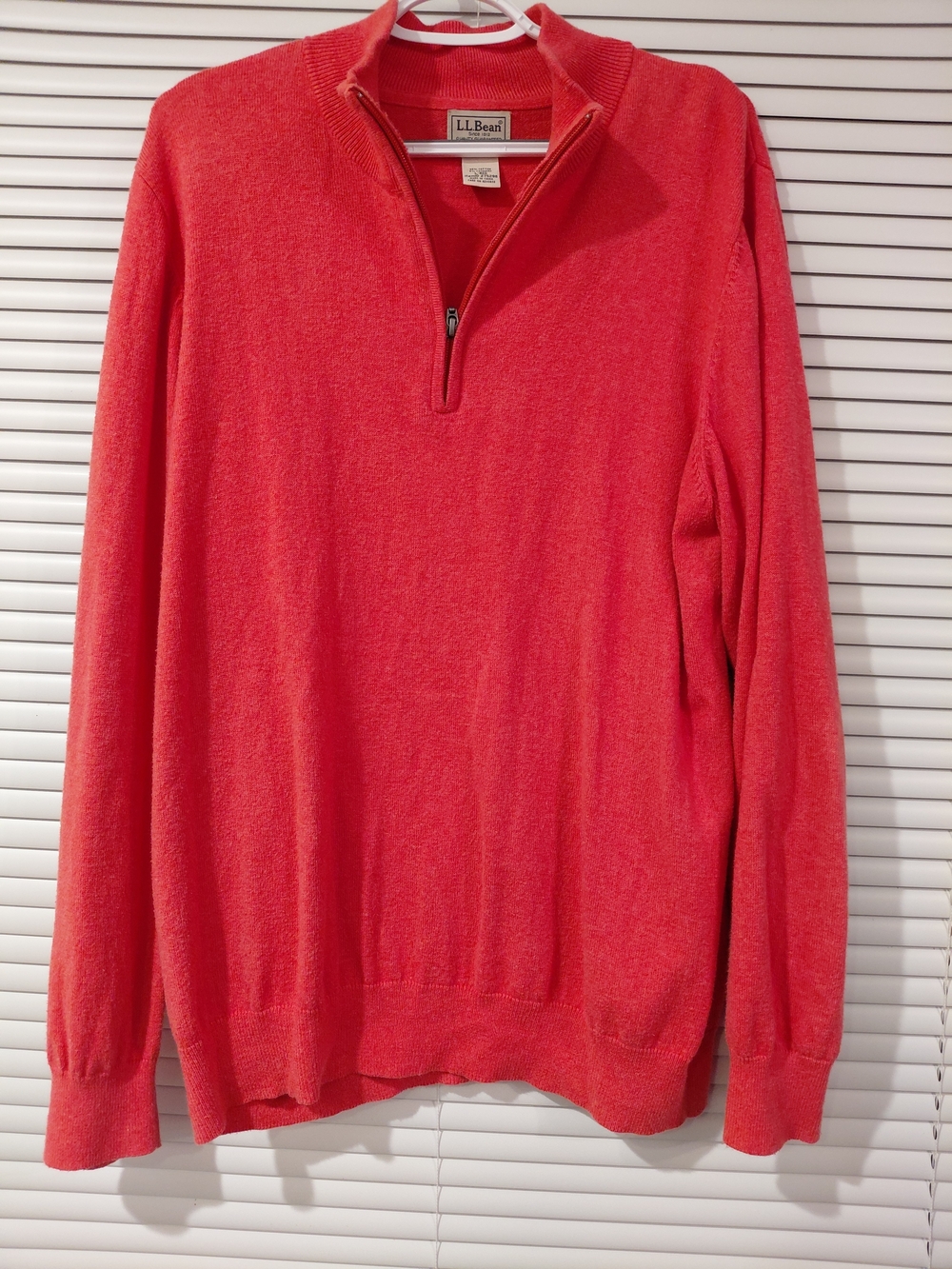 L.L. Bean Men's Coral Quarter-Zip Sweater